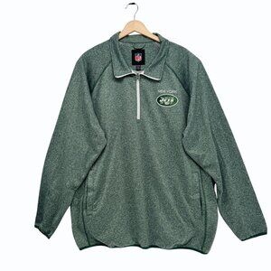 NFL New York Jets Pullover Jacket 1/2 Zip Mens 3XL Green Embroidered GIII Sports